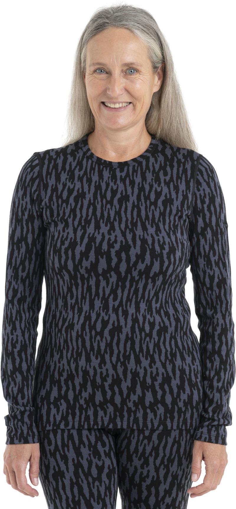 Merino 260 Vertex LS Crewe - Glacial Camo - Womens - Graphite / Black - Jacquard 3