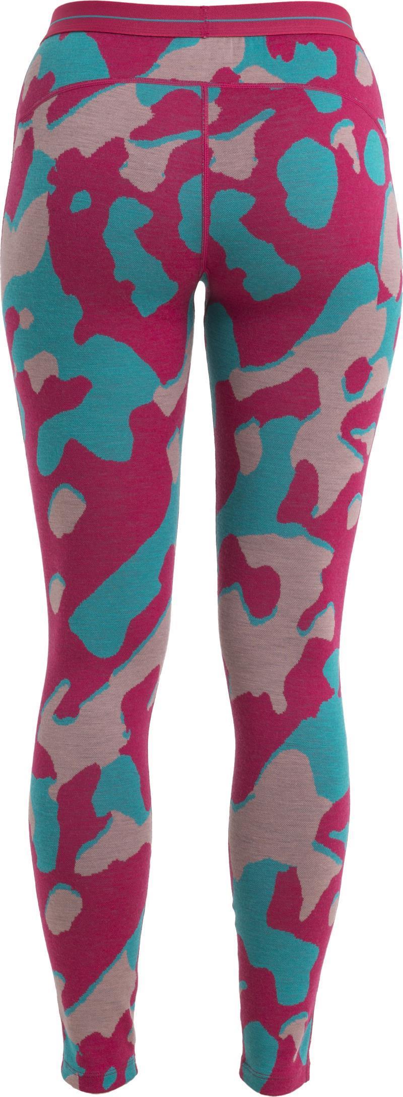 Merino 260 Vertex Leggings - Natural Camo - Womens - Electron Pink / Crystal / Flux Green - Jacquard 2