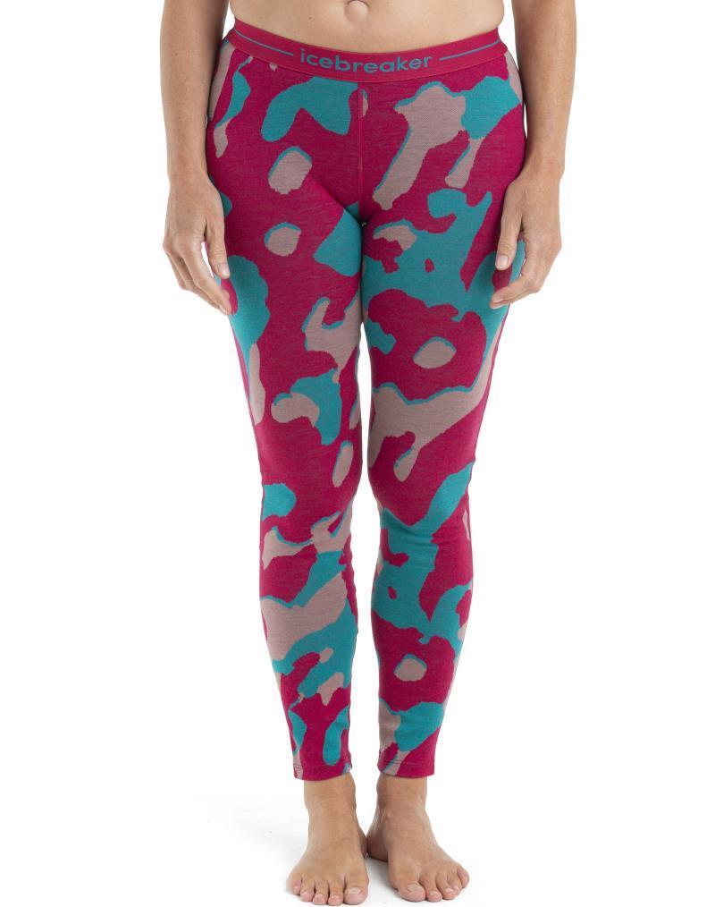 Merino 260 Vertex Leggings - Natural Camo - Womens - Electron Pink / Crystal / Flux Green - Jacquard 3