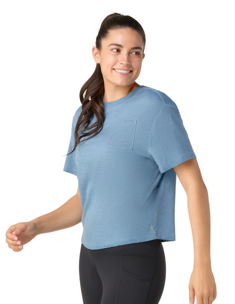 Merino Cropped SS Tee - Womens - Twilight Blue 2