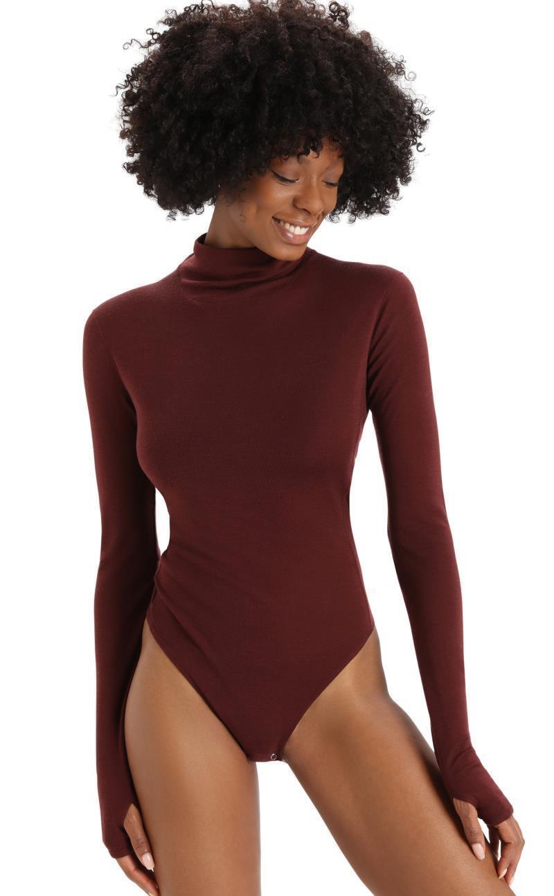 Queens LS High Neck Bodysuit - Womens - Espresso 2