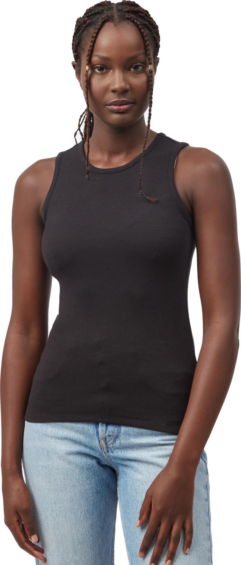 Rib High Neck Tank - Womens - Meteorite Black 1