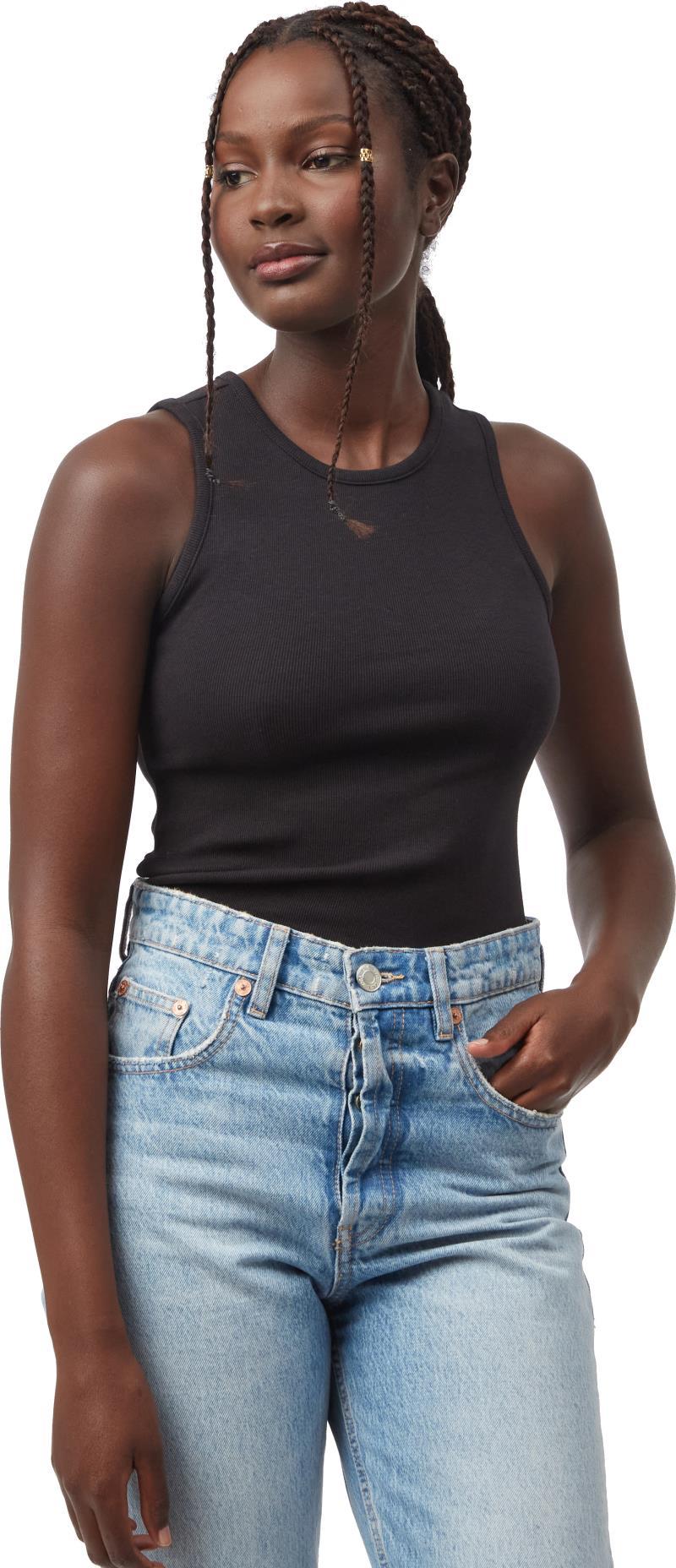 Rib High Neck Tank - Womens - Meteorite Black 3
