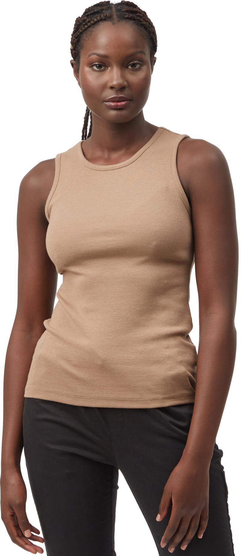 Rib High Neck Tank - Womens - Pine Bark 1