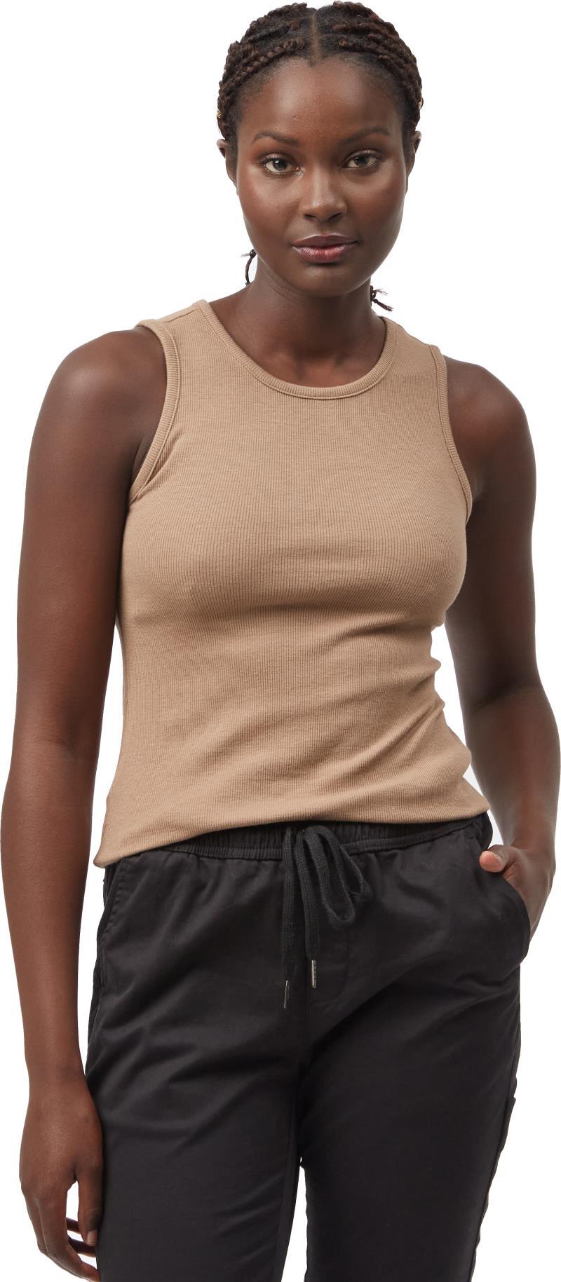 Rib High Neck Tank - Womens - Pine Bark 3