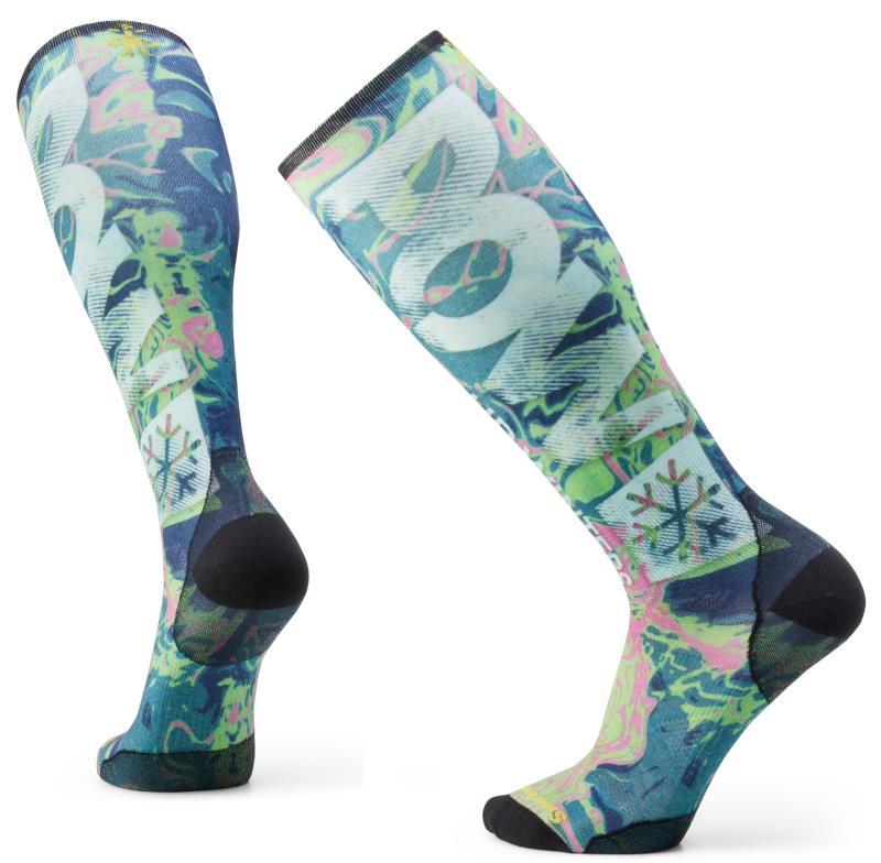Ski Zero Cushion POW Print Over The Calf Socks - Mens - Twilight Blue 1
