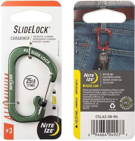 SlideLock Carabiner #3 - Aluminum - Olive 1