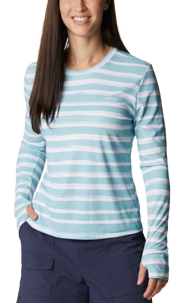 Sun Deflector Summerdry LS Shirt - Womens - Sea Wave Brush Stripe 1