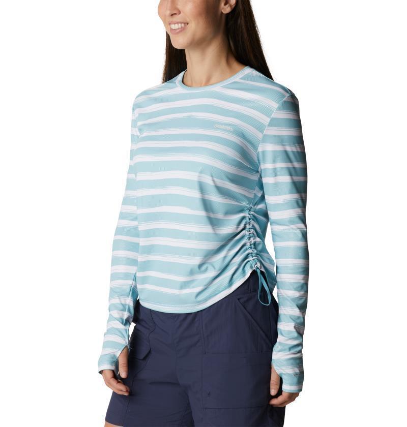 Sun Deflector Summerdry LS Shirt - Womens - Sea Wave Brush Stripe 3