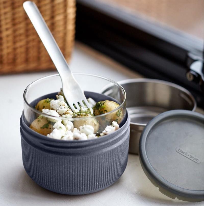 Glass Lunch Pot 600ml - slate 1