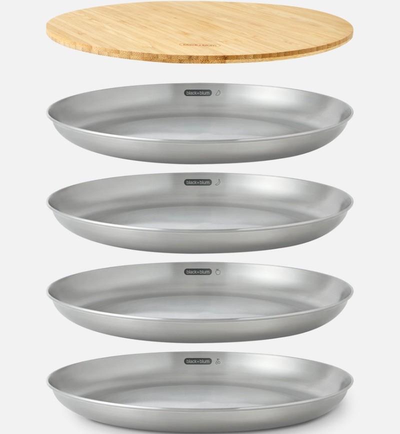 Stainless Steel Picnic Plates - Set of 4 - grey 1