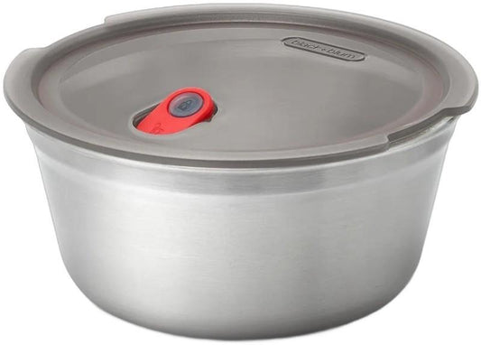 Steel Food Bowl - Large - grey / red 1
