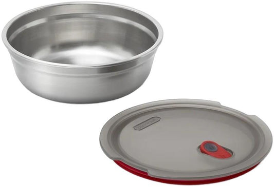 Steel Food Bowl - Small - grey / red 1