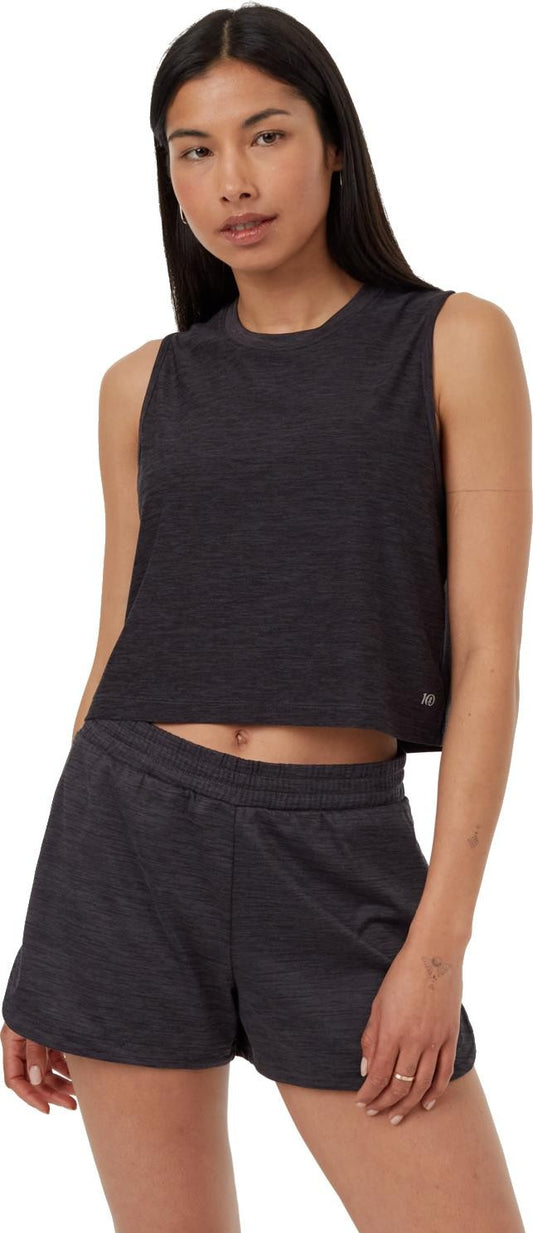 Active Soft Knit Light Crew Tank - Womens - meteorite black / obsidian melange 1