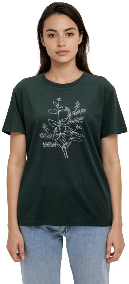 Autumn Flora T-Shirt - Womens - dark forest green / harbour grey 1