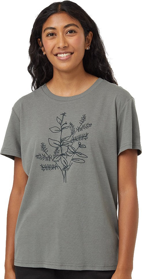 Autumn Flora T-Shirt - Womens - mineral / forest river green 1