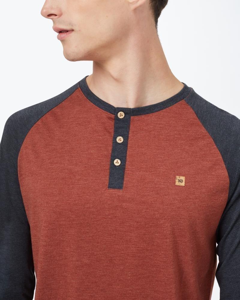 Baker Henley LS - Mens - cherry mahogany heather / meteorite black heather 1