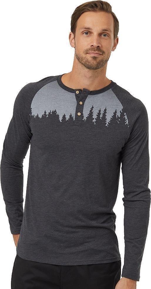 Baker Henley LS - Mens - meteorite black heather / white 1