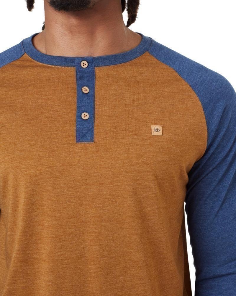 Baker Henley LS - Mens - rubber brown heather / dark ocean blue heather 1