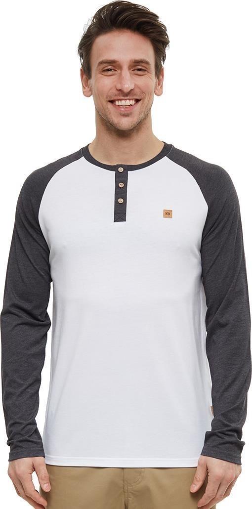 Baker Henley LS - Mens - white / meteorite black heather 1