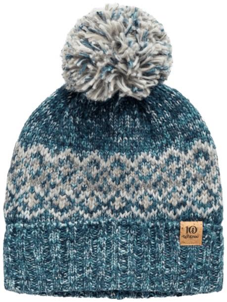 Banff Pom Beanie - pacific teal heather / geo pom 1