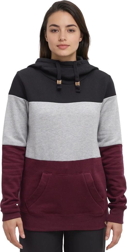 Blocked Banshee Hoodie - Womens - meteorite black / harbour grey heather / deep burg 1