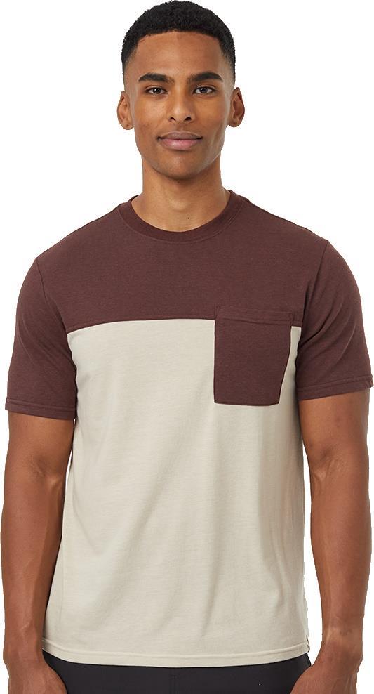 Blocked Pocket T-shirt - Mens - Deep Mahogany / Pale Oak 1