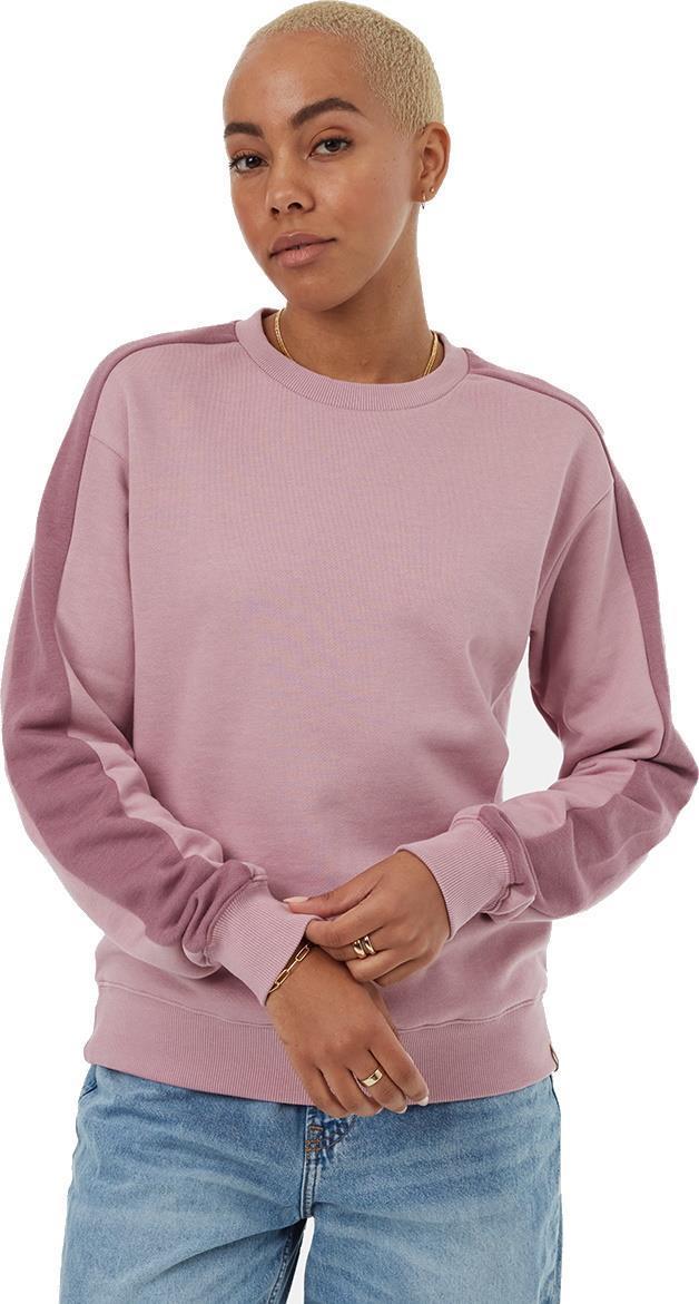 Blocked Sleeve Stripe Crew - Womens - dawn pink / dusky orchid 1