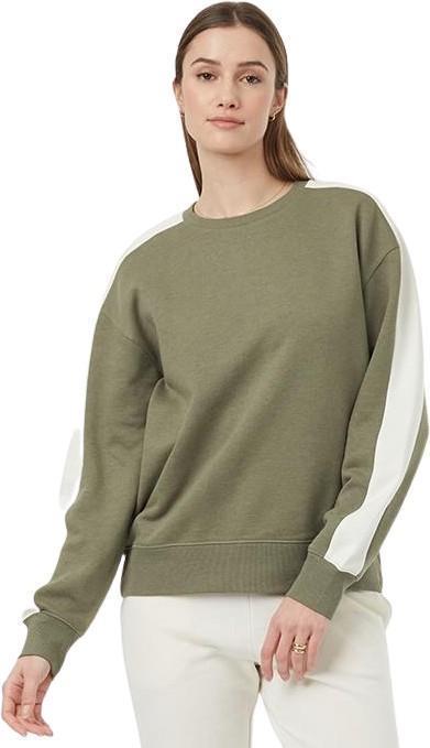 Blocked Sleeve Stripe Crew - Womens - deep lichen green / undyed 1
