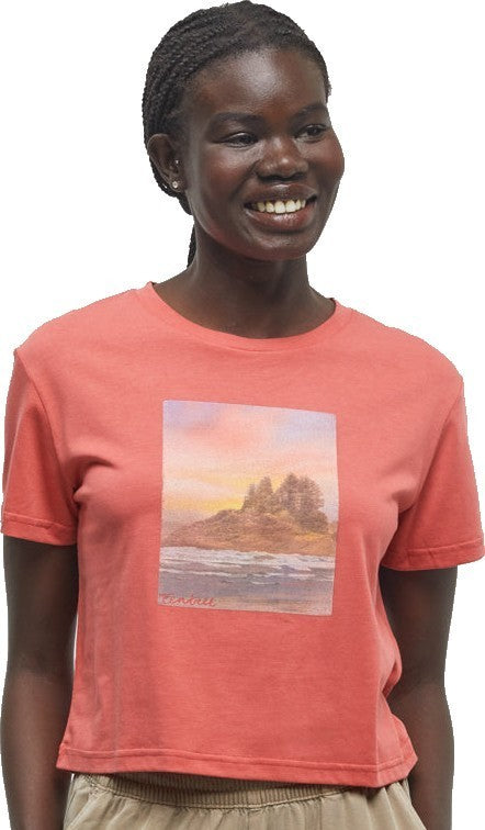 Breakwater Crop T-Shirt - Womens - deep coral / photo 1