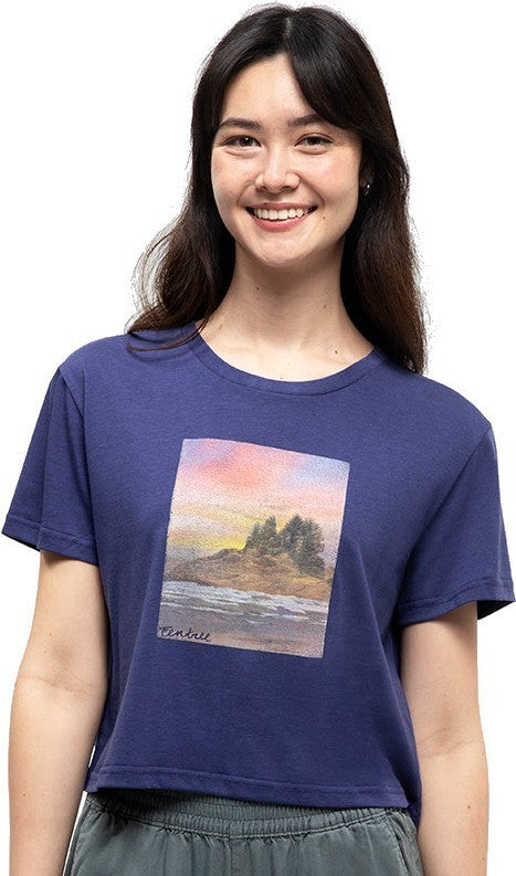 Breakwater Crop T-Shirt - Womens - indigo tide / photo 1