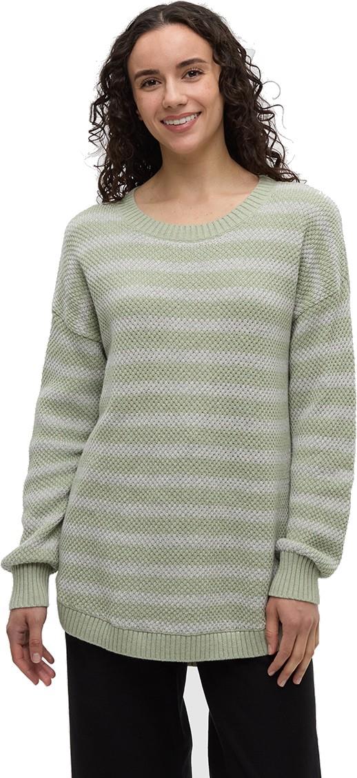 Broughton Sweater - Womens - light moss heather / light grey heather linear str 1