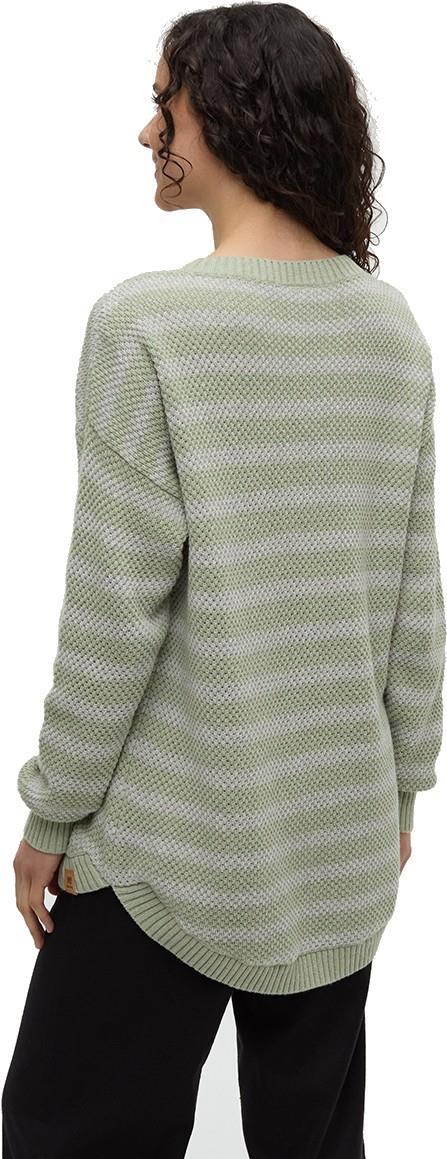 Broughton Sweater - Womens - light moss heather / light grey heather linear str 1