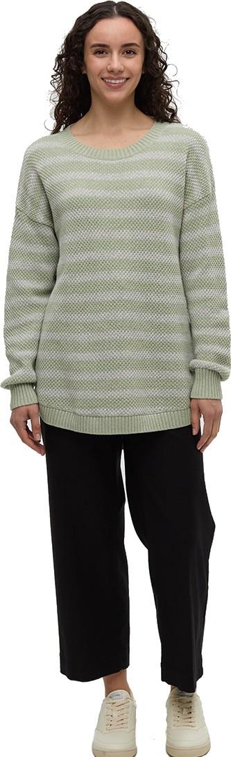 Broughton Sweater - Womens - light moss heather / light grey heather linear str 1