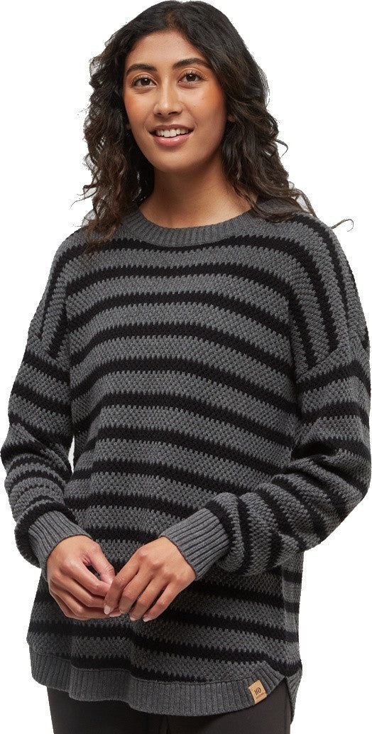 Broughton Sweater - Womens - meteorite black / dark grey heather linear stripe 1