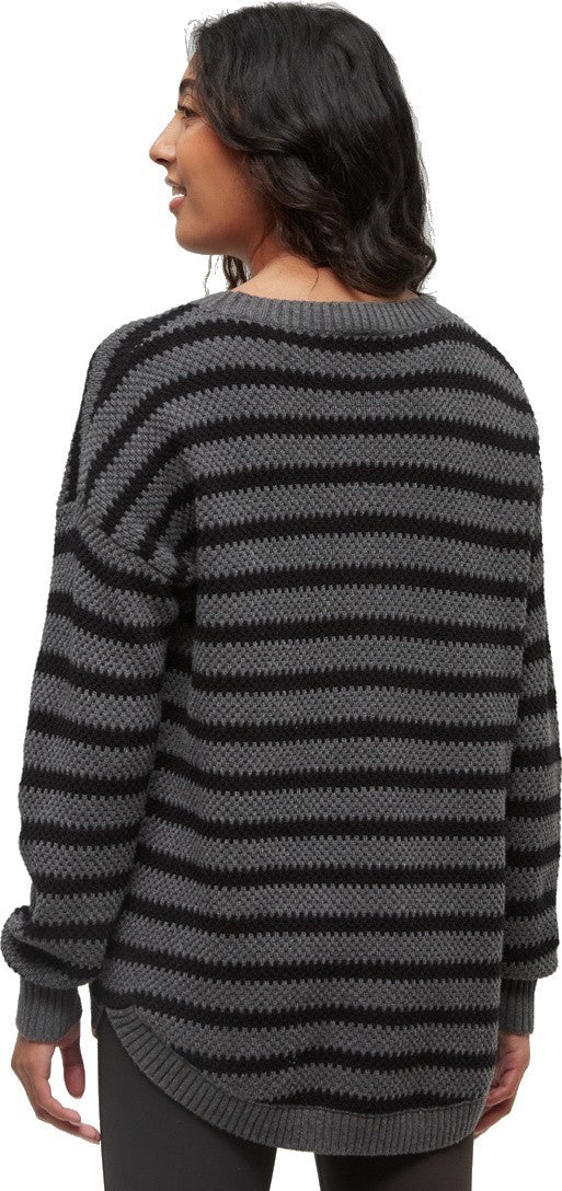 Broughton Sweater - Womens - meteorite black / dark grey heather linear stripe 1