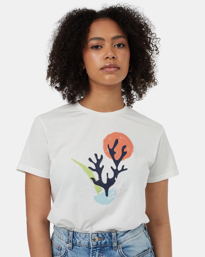 Coral T-Shirt - Womens - cloud white / apricot orange 1