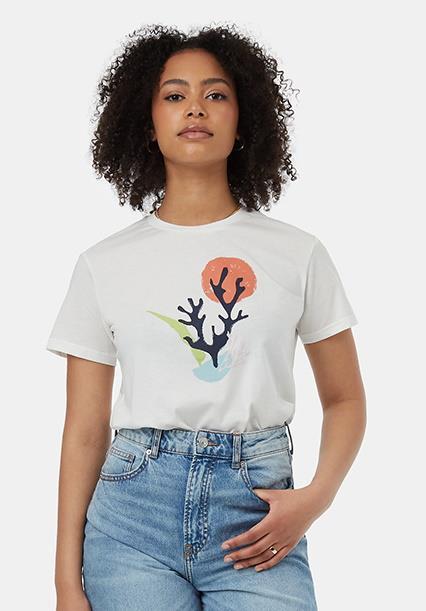 Coral T-Shirt - Womens - cloud white / apricot orange 1