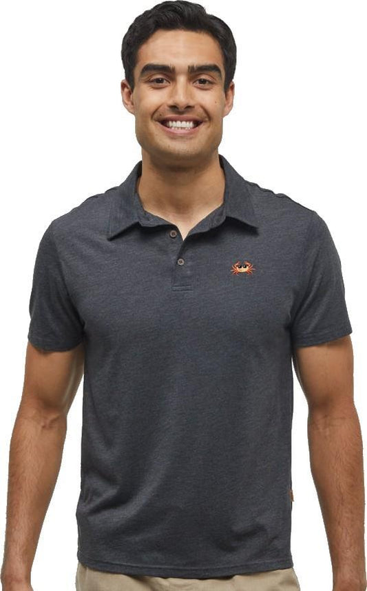 Crabby Astir Polo - Mens - meteorite black heather / deep coral 1