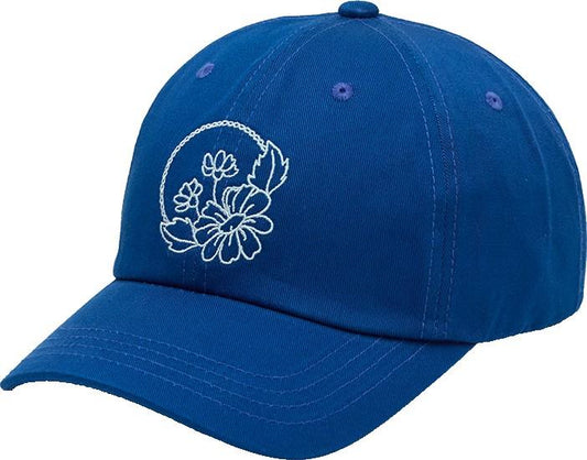 Daisy Embroidery Peak Hat - nightfall / turquoise sky 1