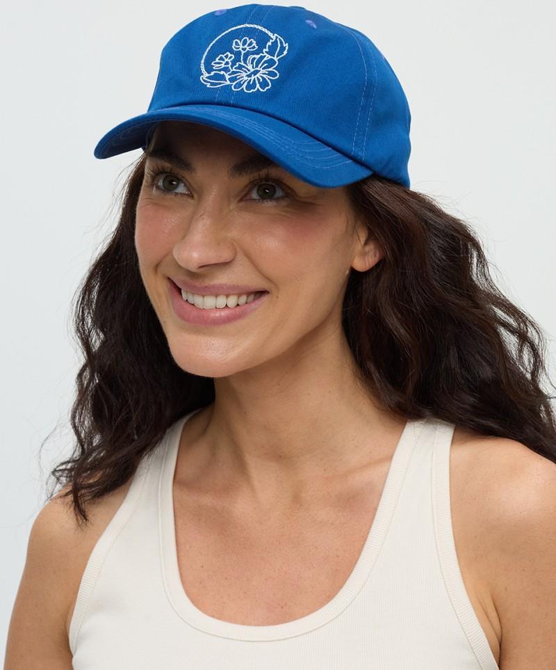 Daisy Embroidery Peak Hat - nightfall / turquoise sky 1