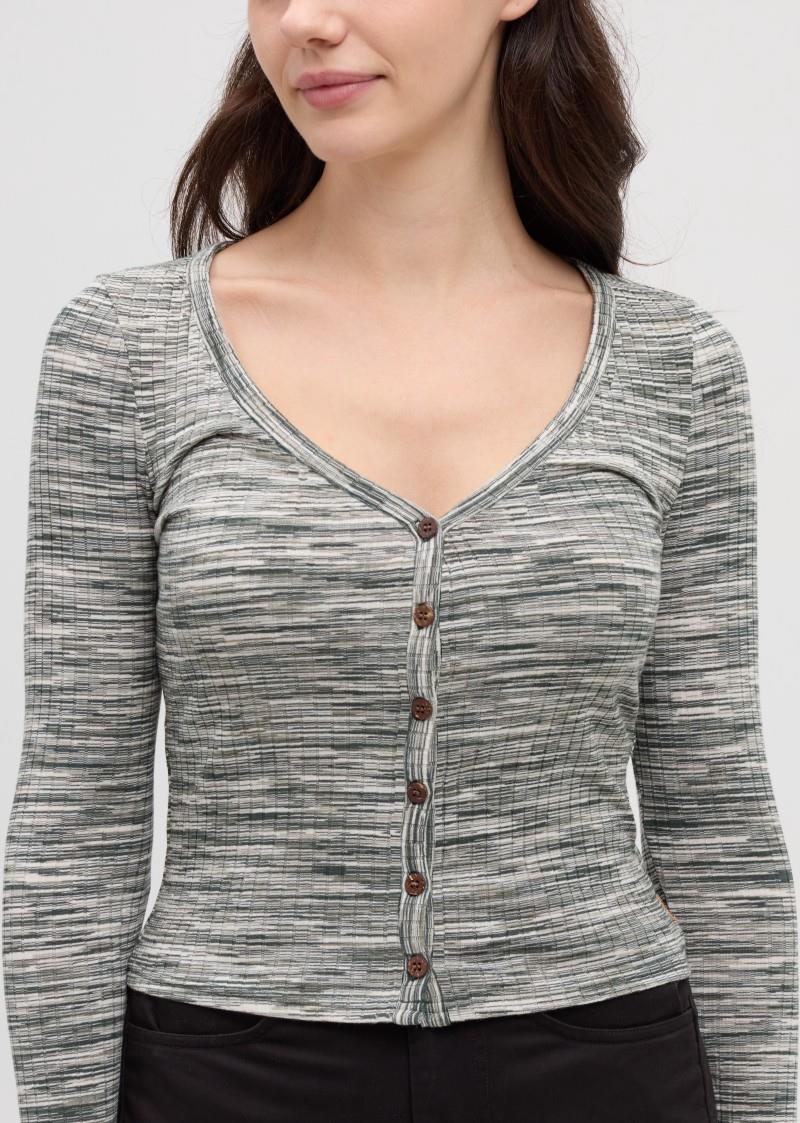 Dakota LS - Womens - dark forest green space dye 1