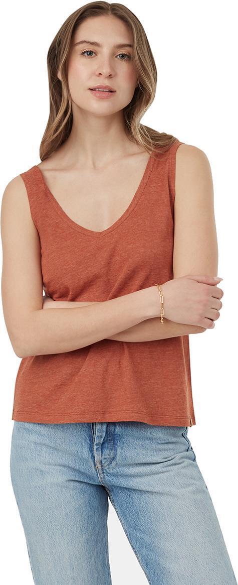 Double V Hemp Tank - Womens - baked clay heather 1
