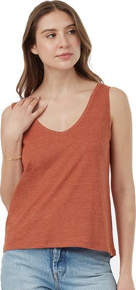 Double V Hemp Tank - Womens - baked clay heather 1
