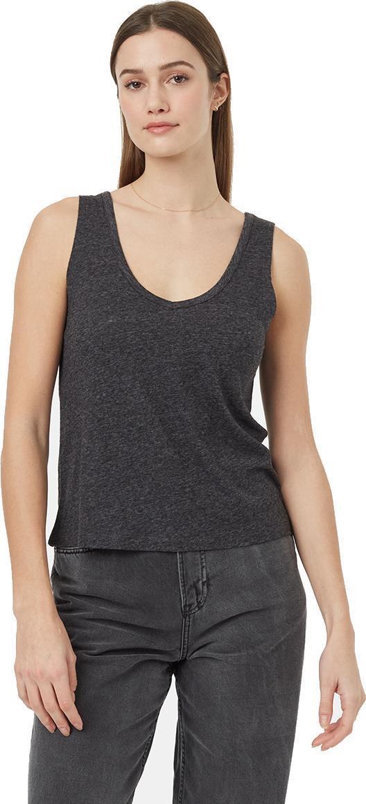Double V Hemp Tank - Womens - meteorite black heather 1