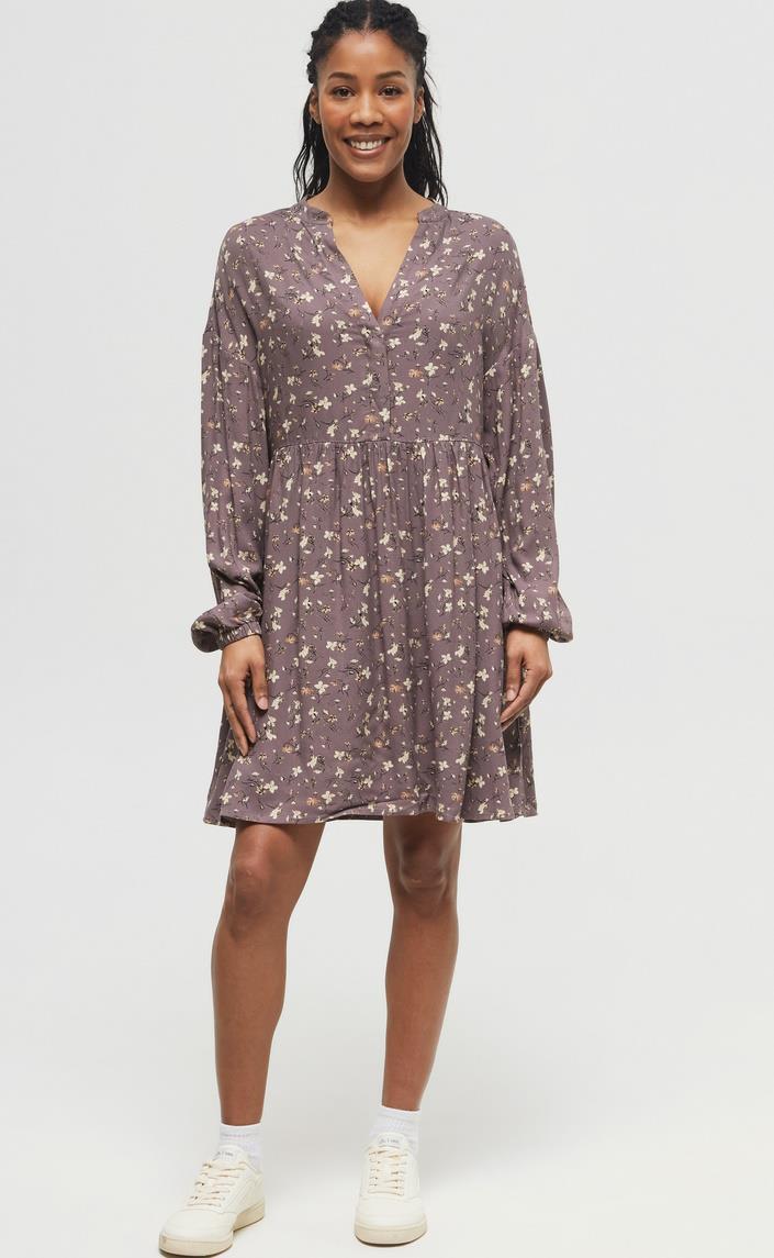 EcoWoven Crepe LS Dress - elkwood / blossom 1