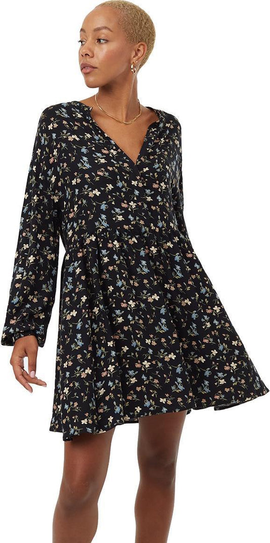 EcoWoven Crepe LS Dress - meteorite black / blossom 1