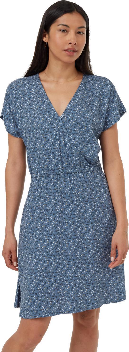 EcoWoven Crepe Wrap Front Dress - Canyon Blue / Flourish Floral 1