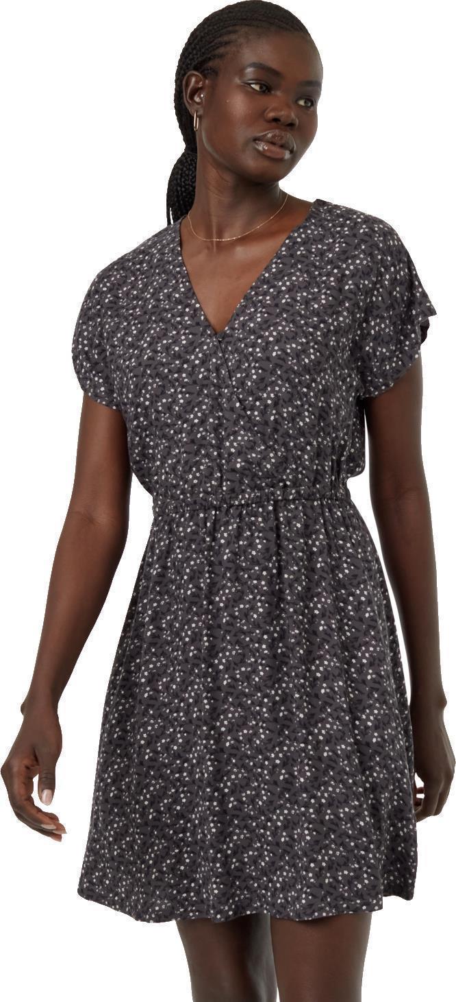 EcoWoven Crepe Wrap Front Dress - Graphite / Flourish Floral 1