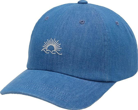 Embroidered Denim Peak Hat - mid wash / white oak 1